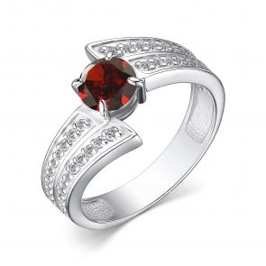 Серебряное кольцо АЛЬКОР с фианитом и гранатом 01-4058/00ГР-00 фото